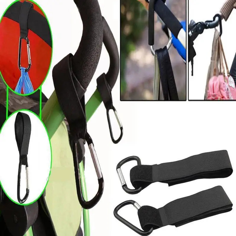 2/4Pcs Baby Stroller Hooks Wheelchair Shopping Cart Nylon Velcro Hooks Household Portable Metal Buckle Hooks Shopping Cart Hooks Qme