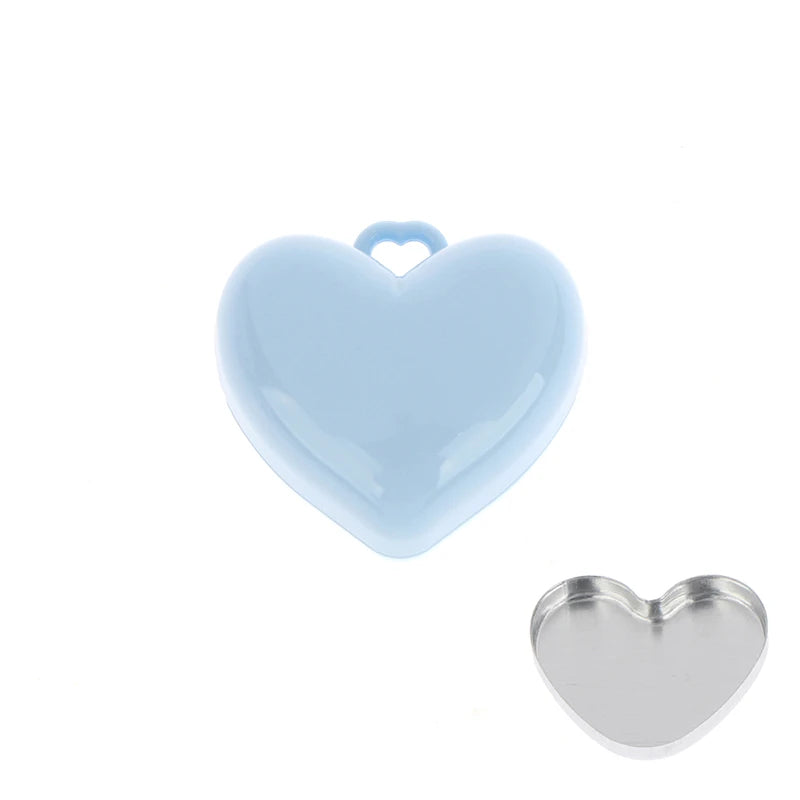 Heart-shaped Mini Empty Compact Mirror Aluminum Pan Keychain Blush Qme Blue