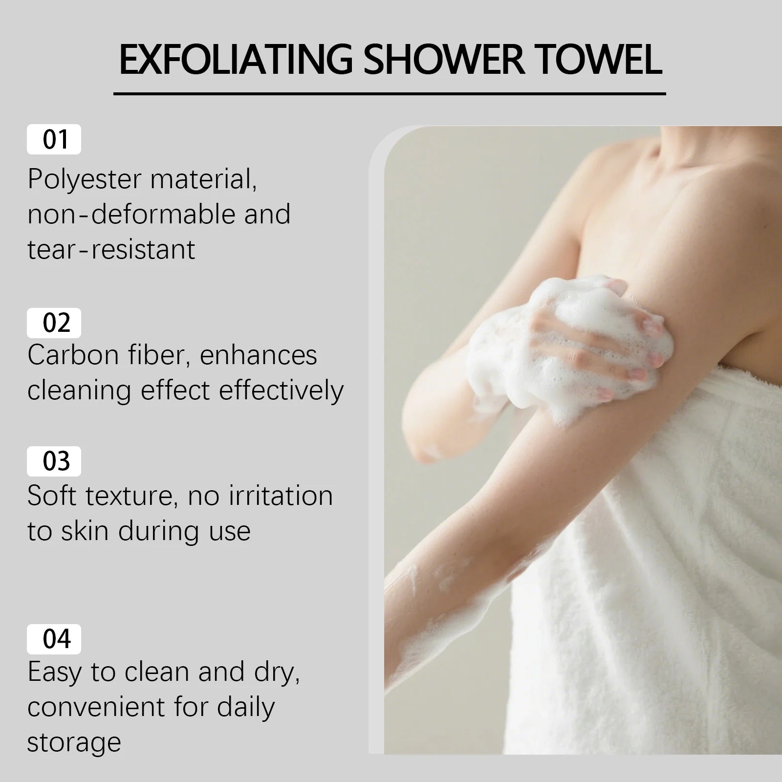 Back Scrubbing Towel Durable Exfoliating Body Towel Cleansing Skin Polishing Cloth Oil Control Dirt Removal Bath Accessories Qme