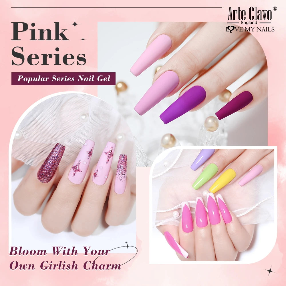 Arte Clavo Jelly Series Semi-transparent Light Pink Peach Gel Nail Qme