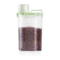 Pet food storage container with measuring cup, 2-liter cat and dog food storage container, suitable for small dogs and cats Qme green