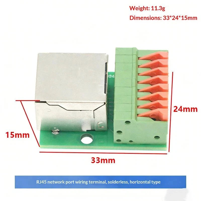 1Pc Data Adapter Board Female Socket Guide Rail Installation Terminals Connector RJ45 Network Port Terminal Block Welding Free. Qme A1