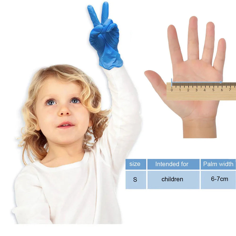 Blue Disposable Latex Gloves Anti-static Durable Gloves For Kitchen Cooking Tools anitary Drawing Protective Gloves for Kids Qme