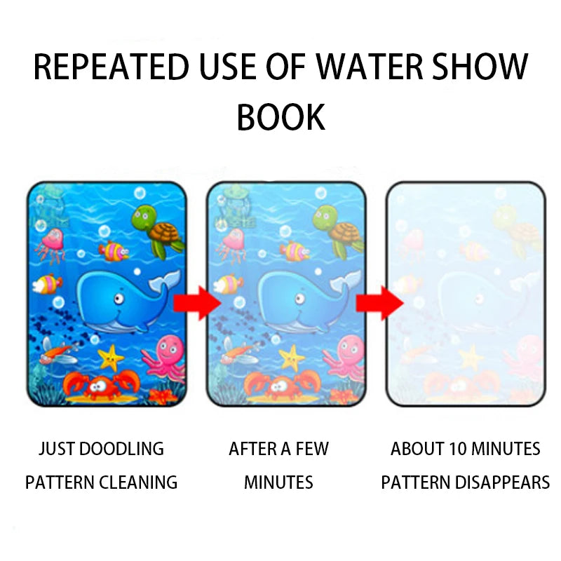 Children Magical Book with Pen Water Drawing Montessori Toys Reusable Coloring Book Magic Water Drawing Book Early Education Toy Qme
