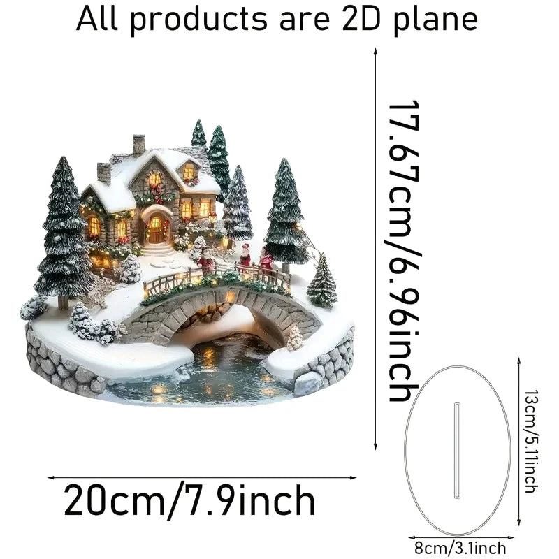 2D Elegant Acrylic Christmas Decoration Snowhouse & Reindeer Scene Home Office Ornaments Festive Warm Party Gift Photo Props Qme C