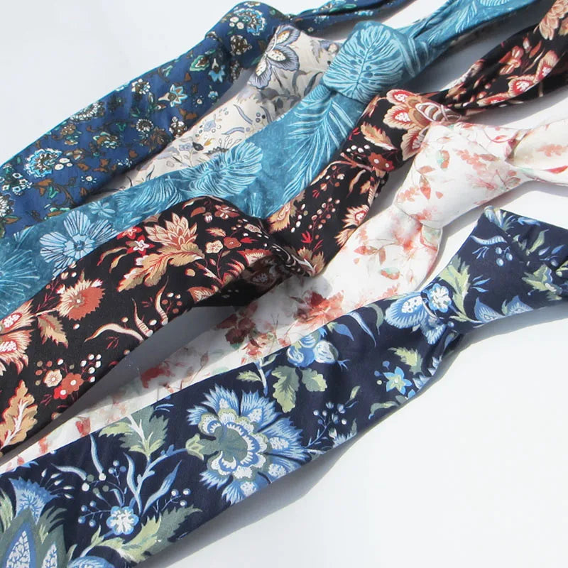 Floral Elegant Tie Men Women 100 Cotton Beautiful Flower Paisley Qme