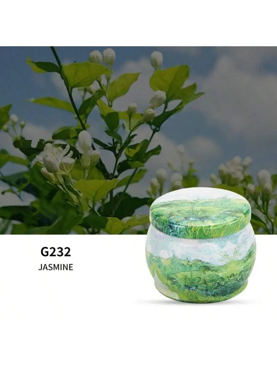 Handmade DIY Jarred Scented Candle Home Bedroom Air Freshener Qme oil painting jasmine