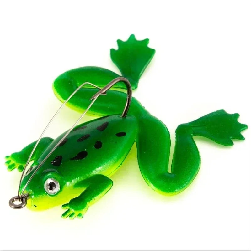 Soft Rubber Frog Fishing Lures Silicone Swimbait Crankbait Artificial Qme 10pc Green