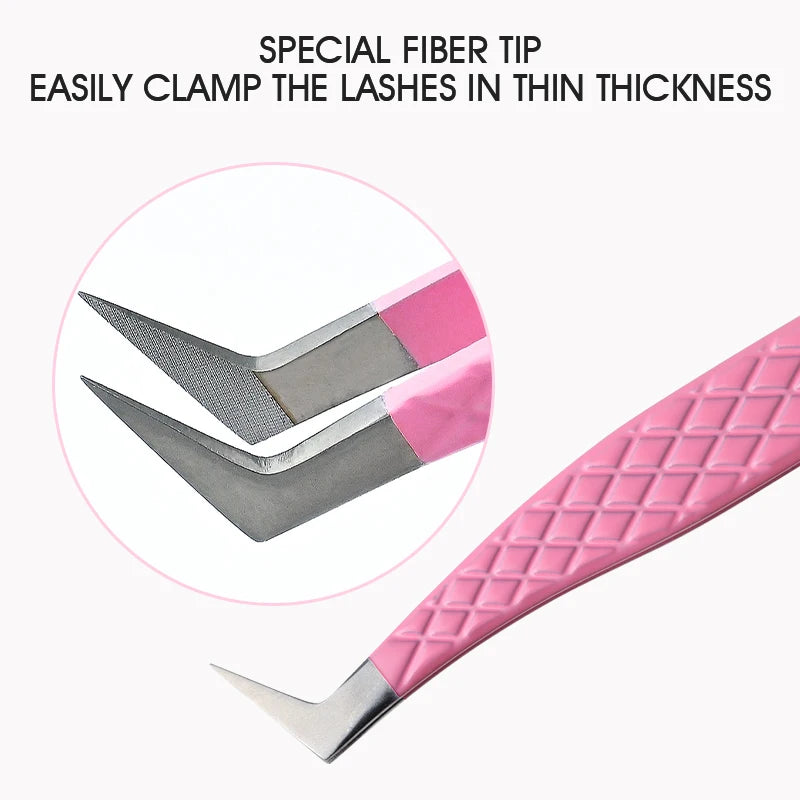 NATUHANA Dark Pink Eyelash Extension Tweezers Precision Anti-static Qme