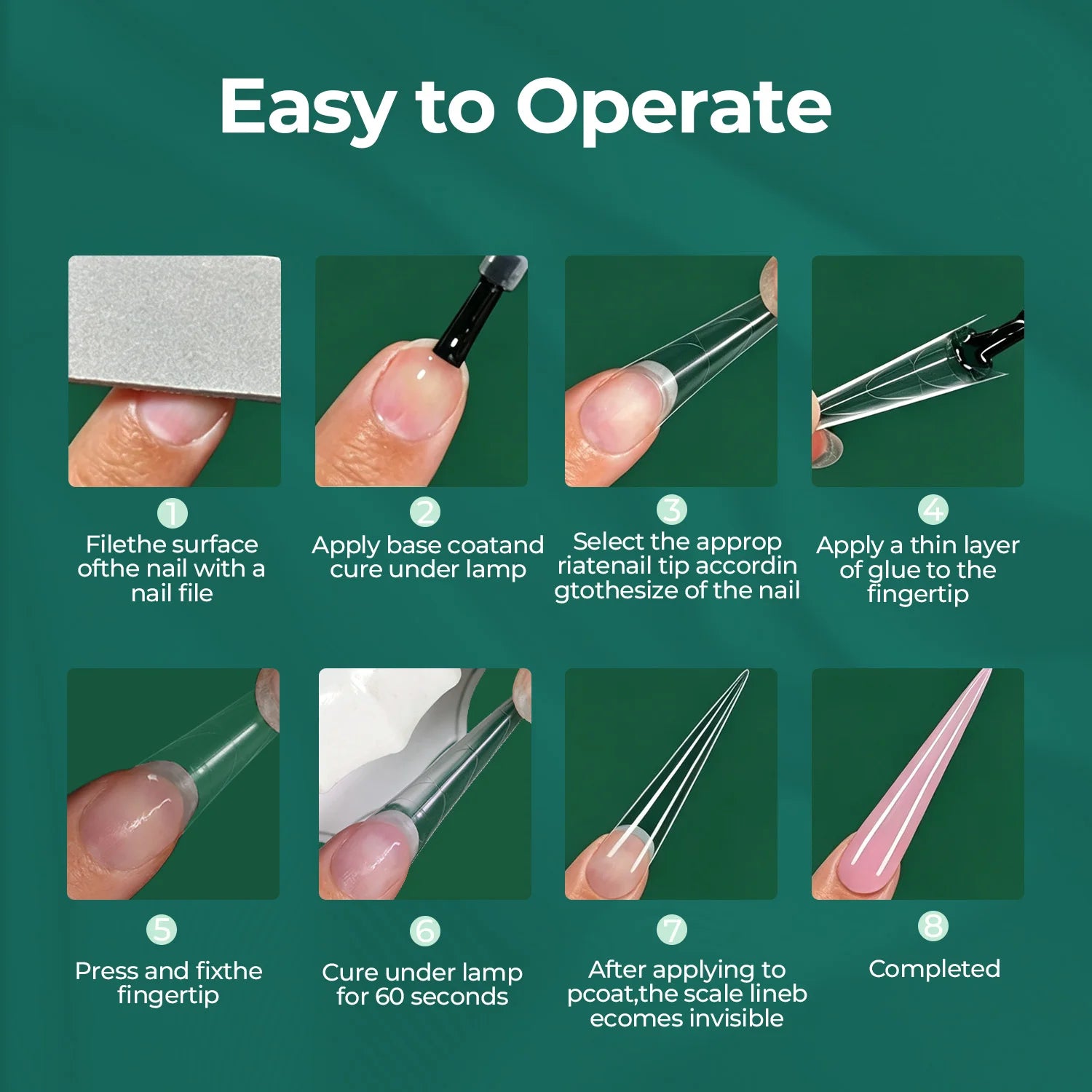 Nailpop Matte Nail Tips Half Cover Guide Lines PMMA Strong Flexible Qme