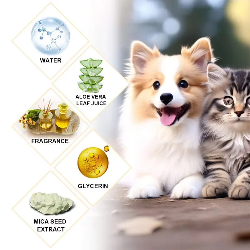 Pet shampoo is gentle and clean. Pet cat and dog hair is soft and non knotting. Shampoo shampoo Qme
