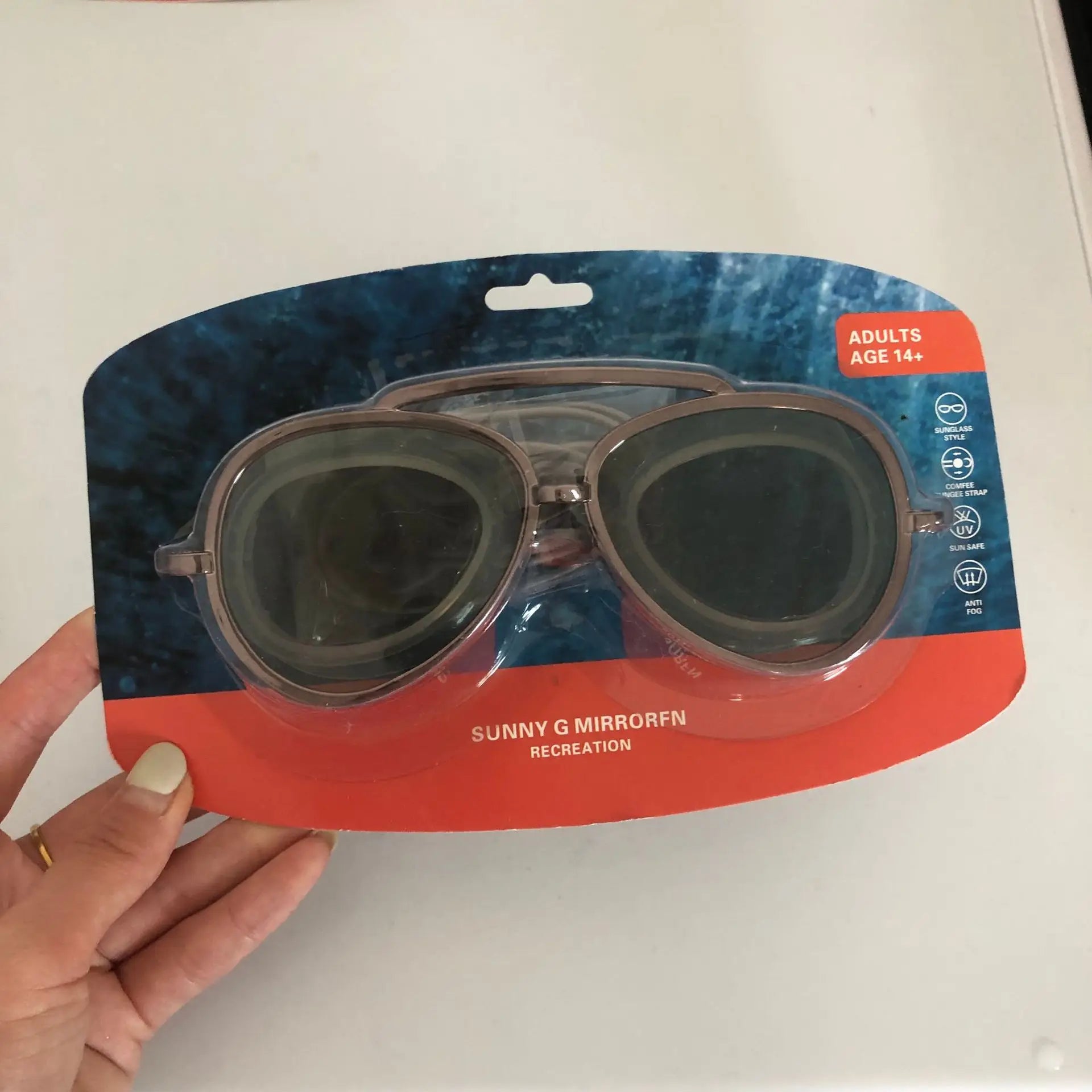 Full-vision Anti-fog Swimming Goggles Adults Mirror Lens Sun Qme green