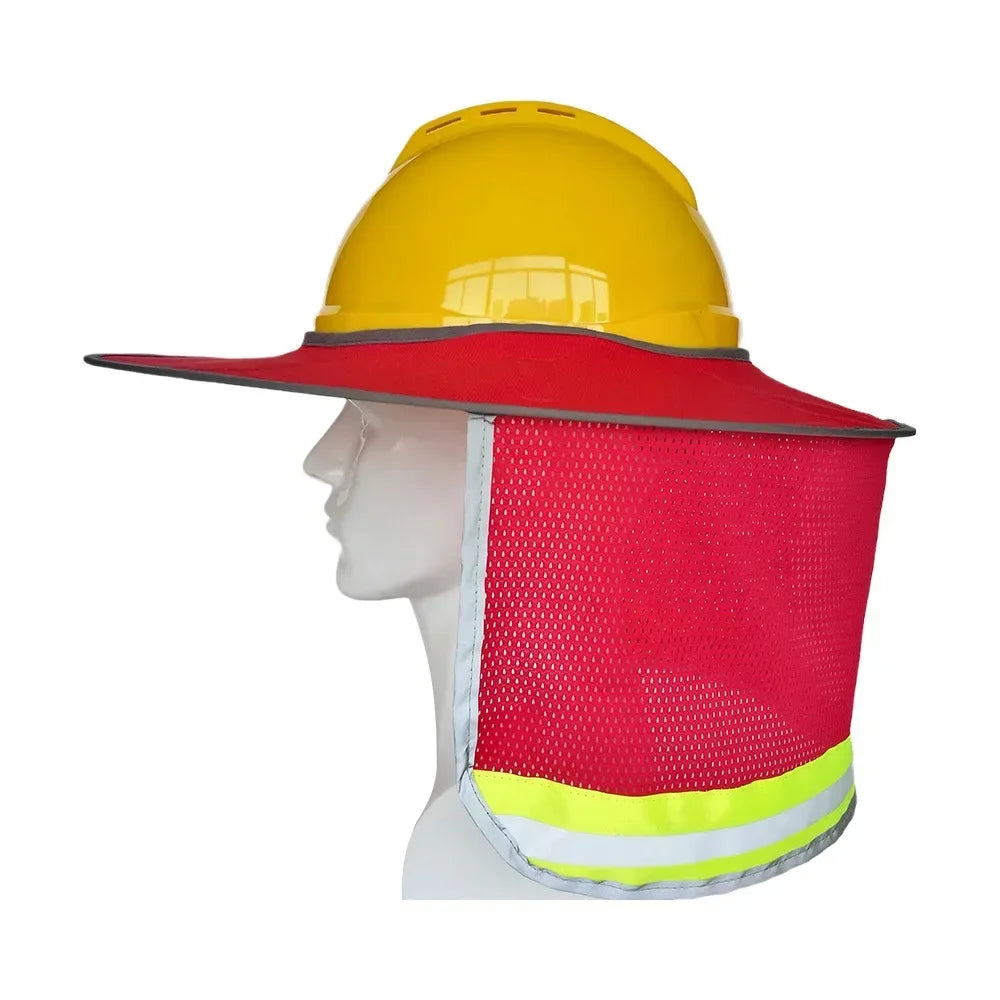 Summer Hard Hat Sun Shade, Reflective Protection Helmet Neck Shield for Construction Workers to Prevent Sunburn Qme Wine red Without safetyhelmet