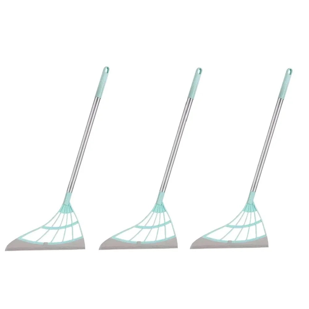 3pcs Silicone Floor Cleaning Broom Dust Removal with Out Sticking To Hair Squeegee Wiper Household Bathroom Floor Cleaning Tool Qme blue-3pcs
