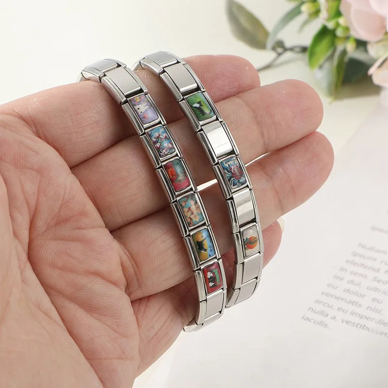 Cute Cats Birds s on the Grassland Italian Charm Fit 9mm Stainless Steel Women DIY Bracelet DropShip Fashion Jewelry Wholesale Qme