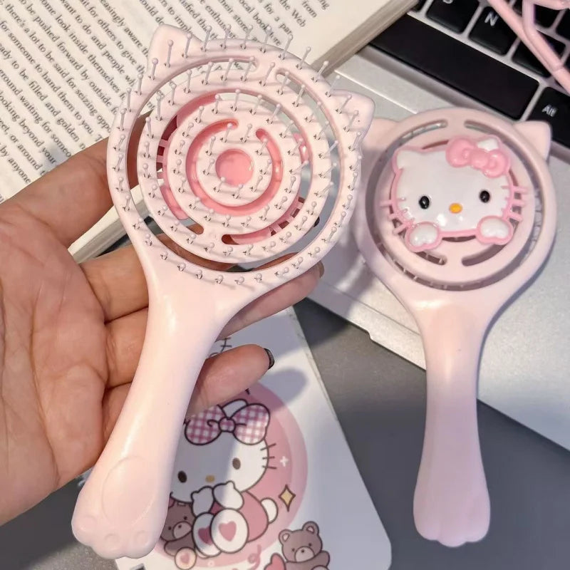 Hello Kitty's Cute Ribbed Comb Volumizing Openwork Travel-friendly Qme