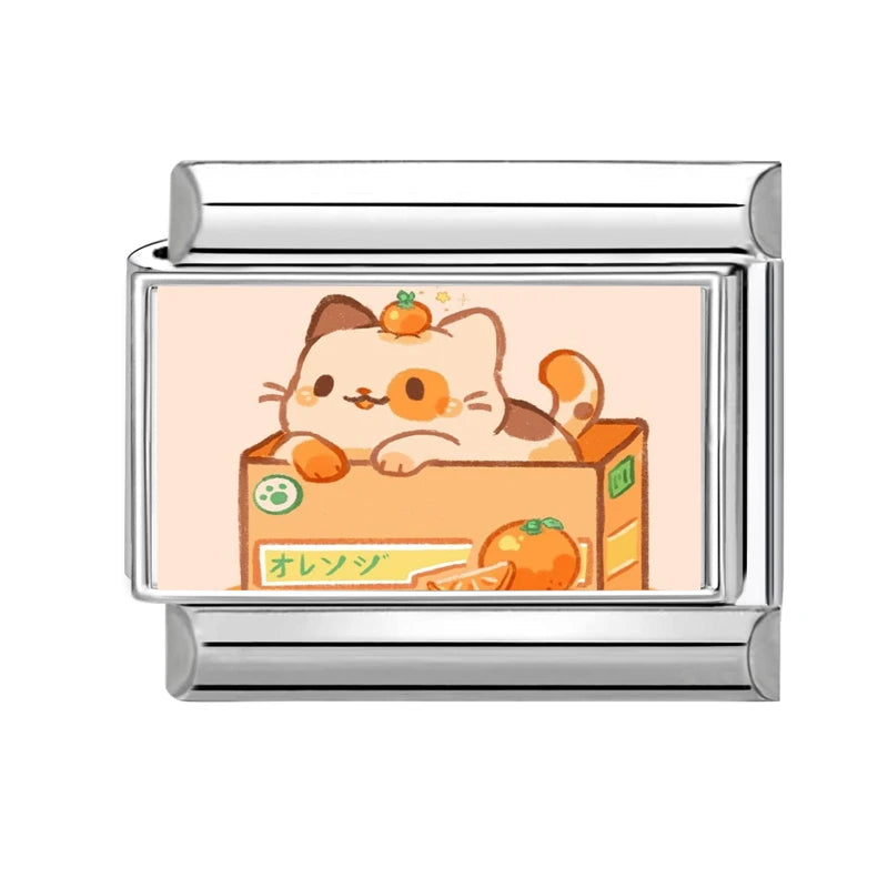 2025 Cute Pumpkin Dogs Orange Cats Colour Italian Charm Links Fit 9mm Bracelet Stainless Steel DIY Jewelry Making Dropshipping Qme Style 6
