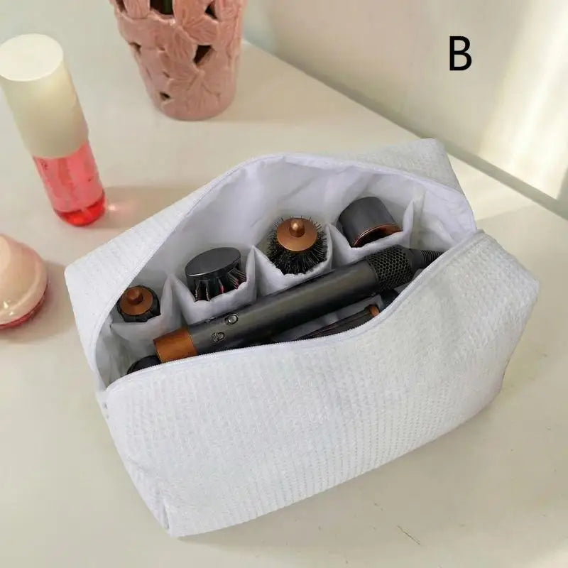 Padded Cosmetic Bag With Large Capacity Hair Dryer Storage Pouch Portable Hair Styling Tools Separate Compartments With Zipper Qme B