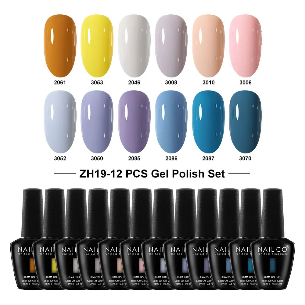 NAILCO Summer Macaroon Gel Nail Polish Semi Permanent UV Soak Off Art