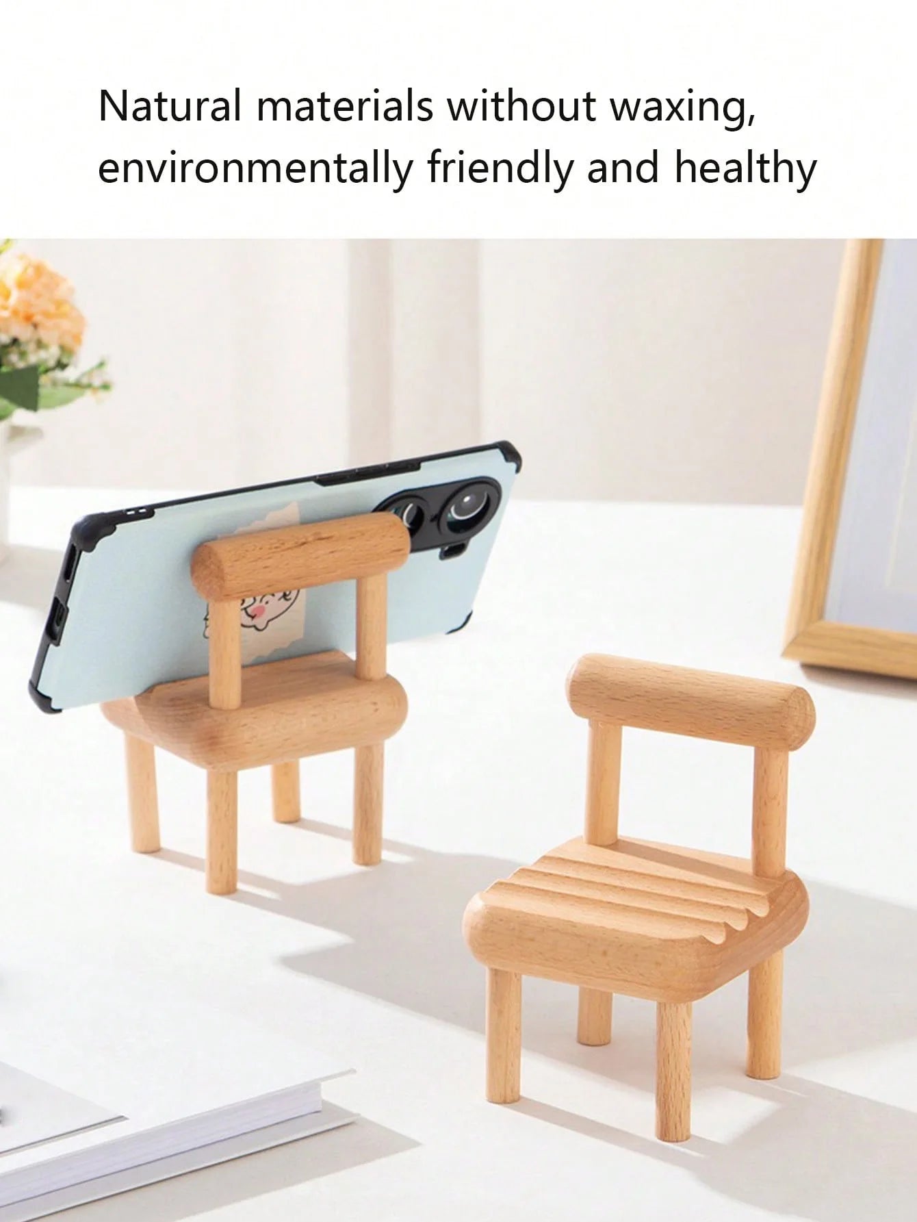 Lazy Person's Phone Holder Watching Shows Universal Tablets Wooden Qme