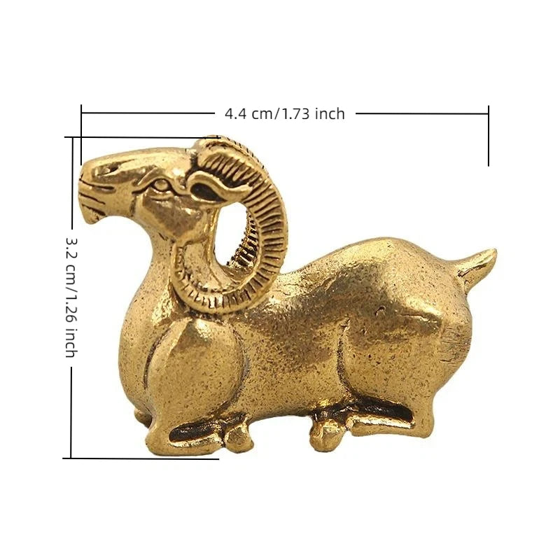 Giant Horned Antelope Copper Cast Goat Ornament Vintage Aged Brass Sheep Office Desk Entryway Ruler Craft Qme b