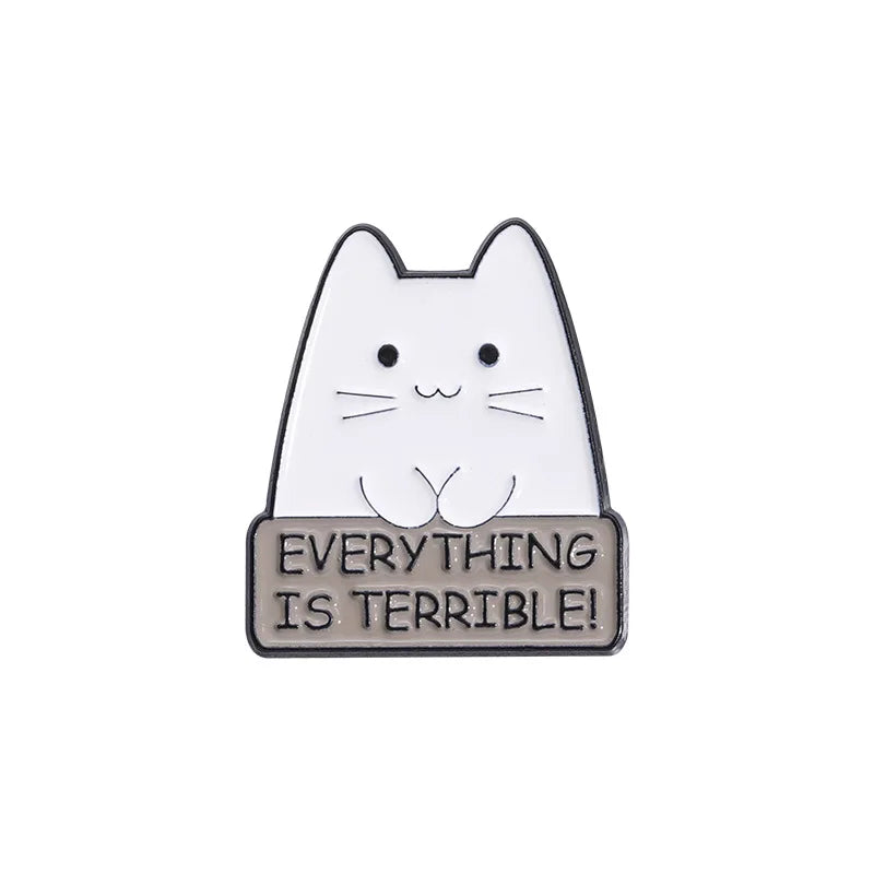 Cute Rainbow Cat Enamel Pins I HATE EVERYONE EQUALLY Funny Kitten Brooches Lapel Metal Badge Backpack Jewelry Pins Wholesale Qme style 2