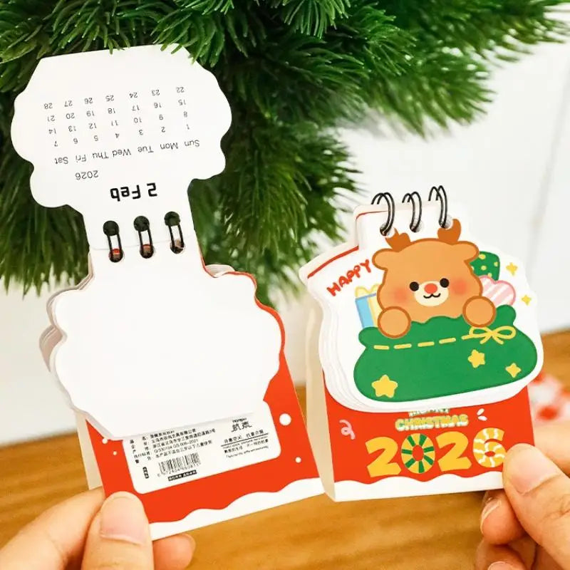 2026 Christmas Desk Calendar Mini Cartoon Cute Patterns Table Qme