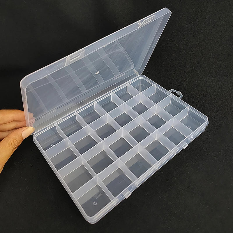 Earring Box Jewelry Rectangle Case 24Grids Plastic Storage Qme