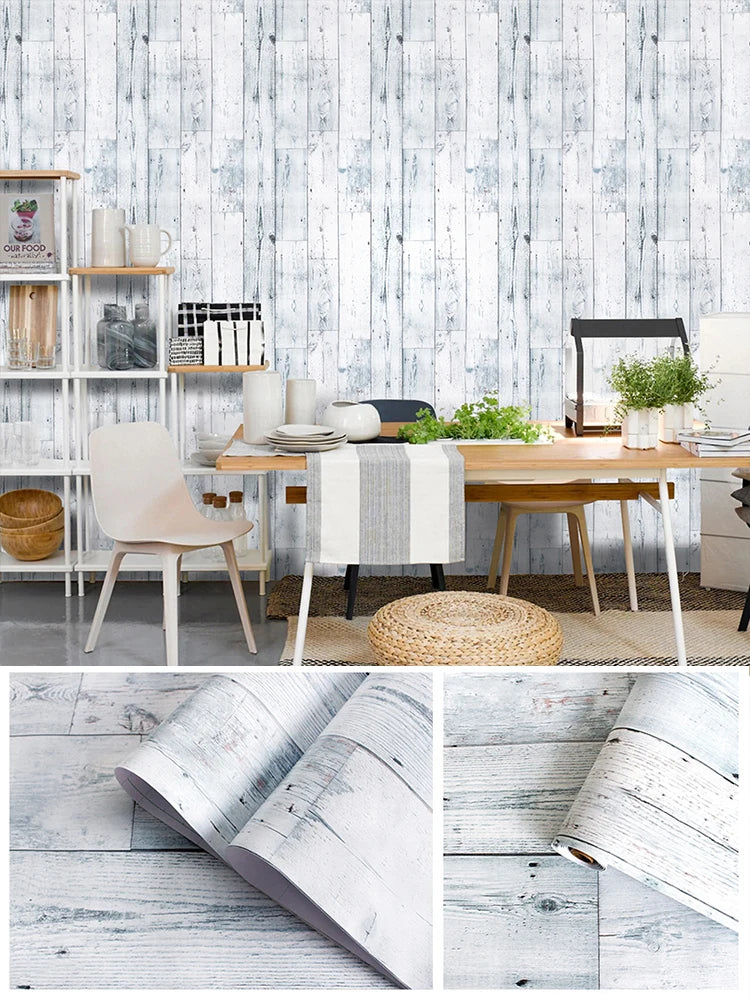 Vintage Self Adhesive Wood Wallpaper Natural Wood-dark Grey Contact Qme Extra Thick 008 6mx45cm