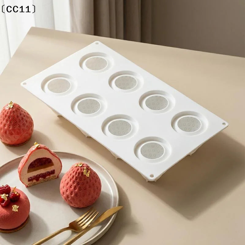 8-Cavity Strawberry Mousse Cake Silicone Mold Chocolate Pudding Qme