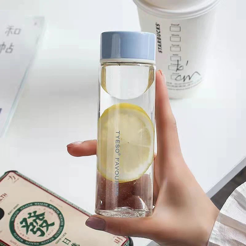 Outdoor Plastic Drinking Bottle Cup Anti-drop Cartoon Pattern Qme Blue