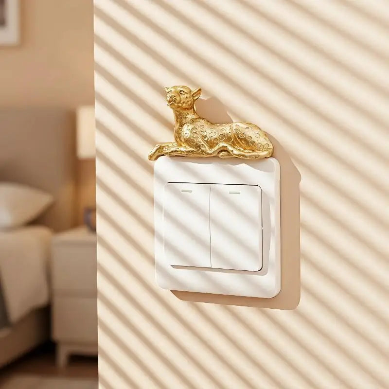 Resin Leopard Light Switch Decoration Self-adhesive Detachable Animal Qme