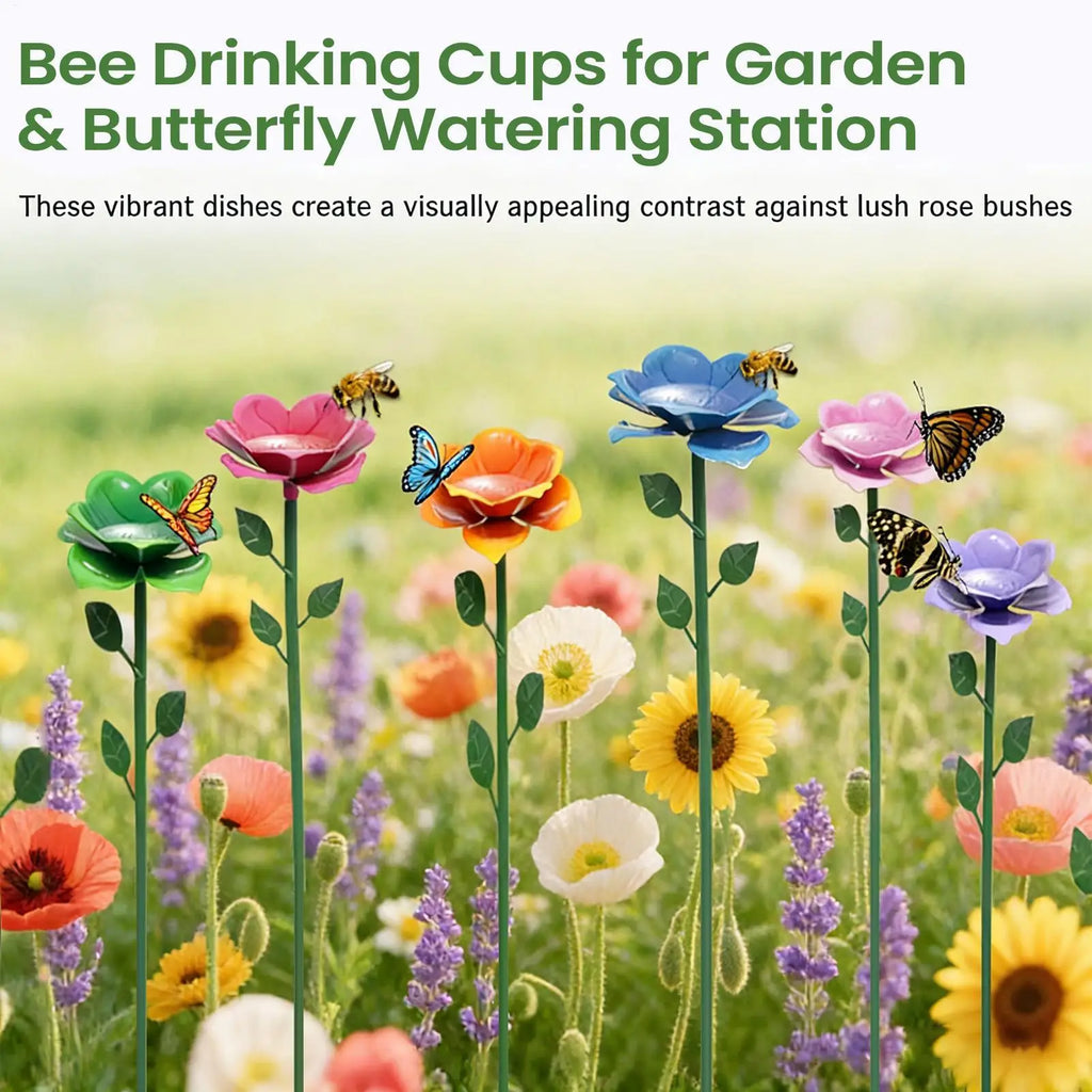 4pcs Bee Drinking Station Birds Animals Hydration Bee Drinking Flower Shape Dish For Park Balcony Backyard Yard Terrace Farm Qme