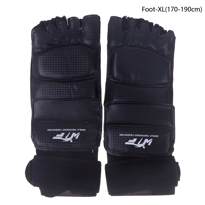 1Pair Karate Gloves Martial Taekwondo Leather Foot Equipment Half Qme Foot XL 170-190cm
