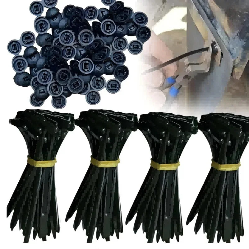 Nylon Universal Cable Tie Buckle-Heavy Duty Zip Ties Holder with Pin & Button Design Plastic Cable Ties Tool Fasteners Car Body Qme 200pcs