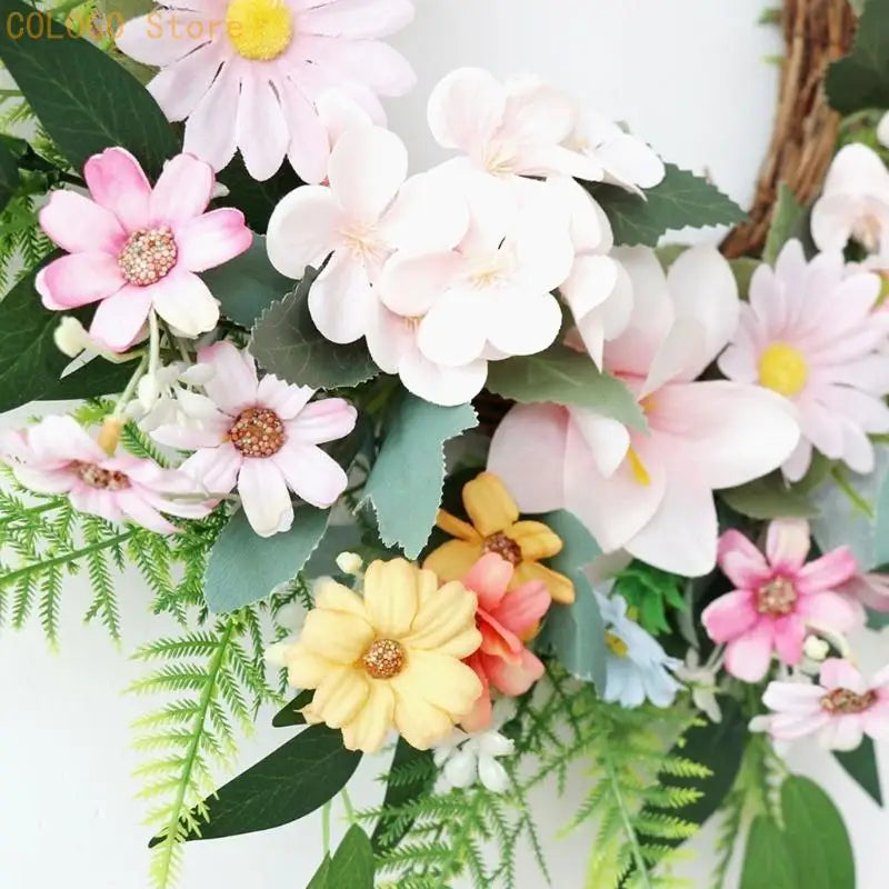 Artificial Flower Wreath Spring Decoration Front Door Farmhouses Qme