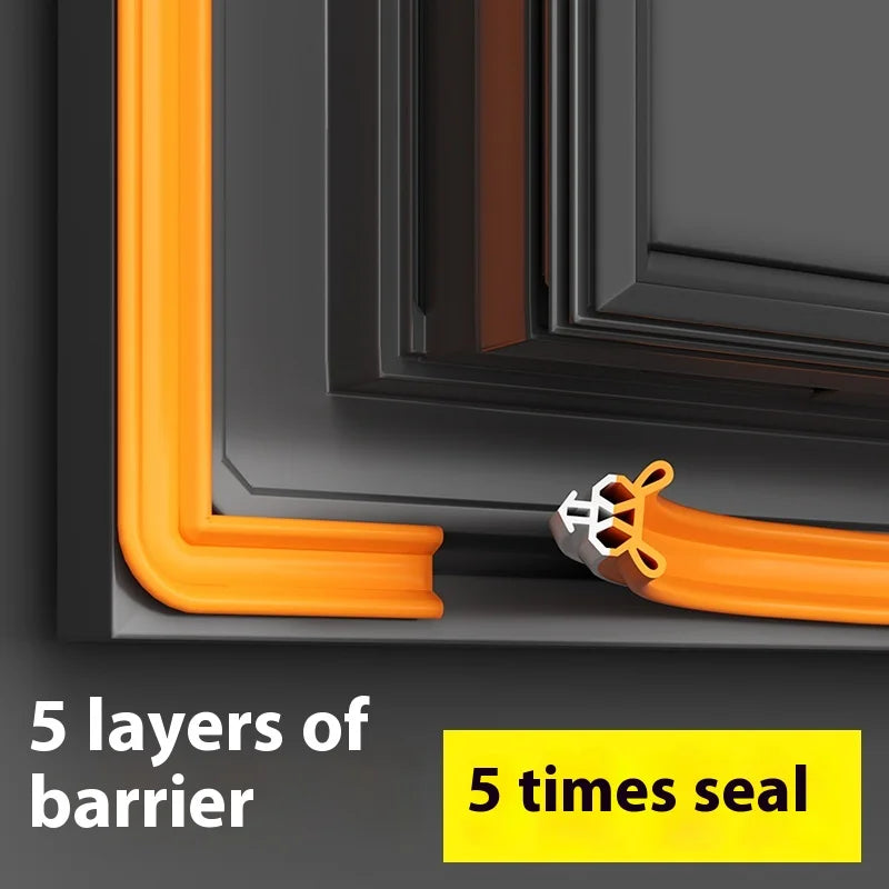 4M Plastic Steel Window Sealing Strip Flexible TPE Window Gap Insulation Weatherstrip Bilateral Windproof Dustproof Strip Qme