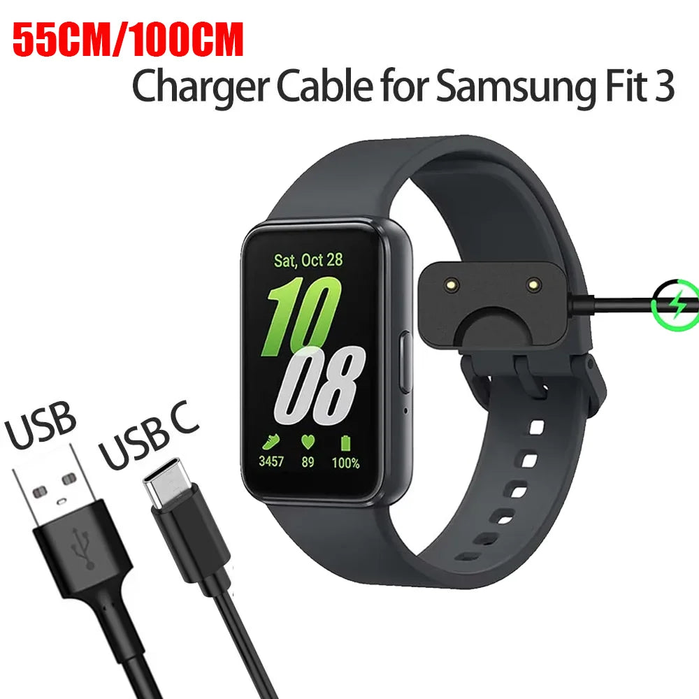 50CM/100CM For Samsung Galaxy Fit 3 Charger Watch Adapter USB / USB C Charging Cable Cord Magnetic For Samsung Galaxy Fit 3 Qme