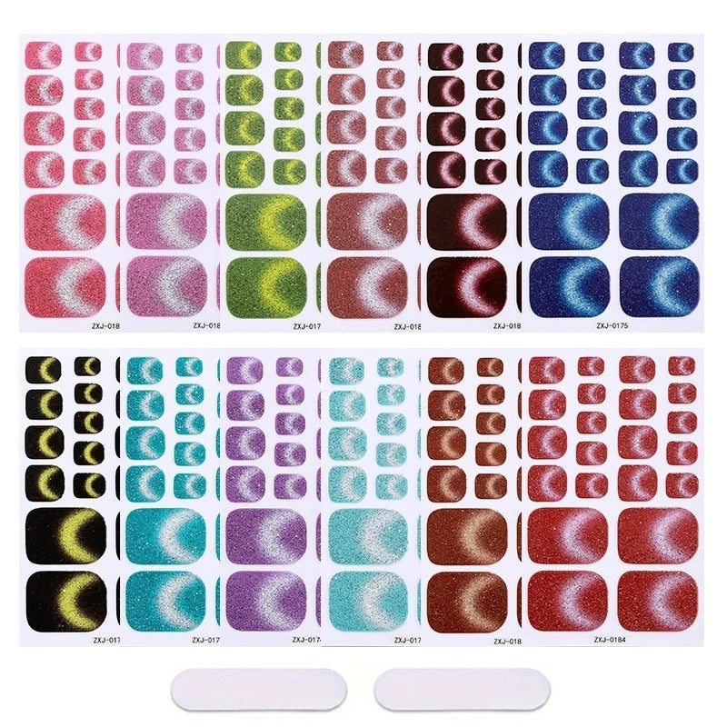 Cat Eye Style Nail Art Stickers Self adhesive Stickers For Toe Nails Full Cover Toenail Polish Stickers DIY Foot Decals Qme