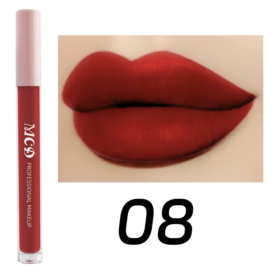 Dark Brown Matte Velvet Lip Gloss Waterproof Liquid Lipstick Nude Qme 08