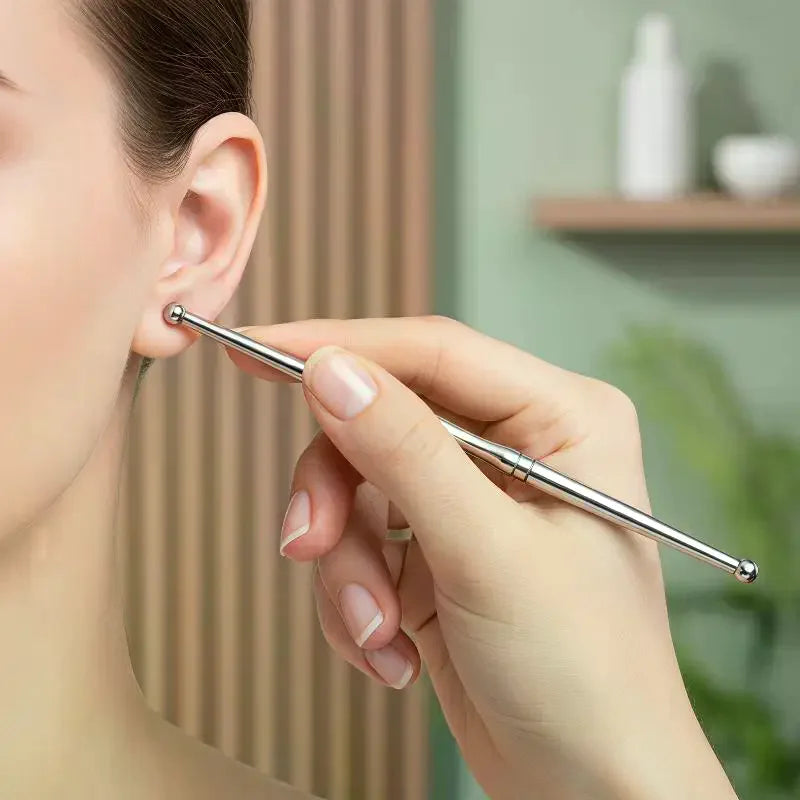 1 Acupuncture Double Head Face Ear Massage Tool Steel Acupressure Pen Qme