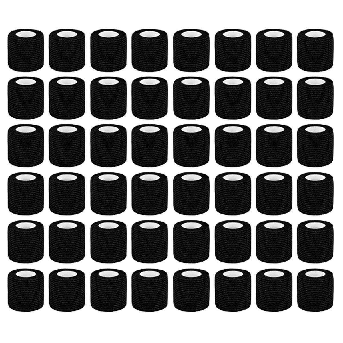 Factory Wholesale 6/12/24/48pcs Disposable Cohesive Tape Wrap Elastic Bandage Rolls For Tattoo Machine Grip Accessories Supply Qme 48PCS BLACK