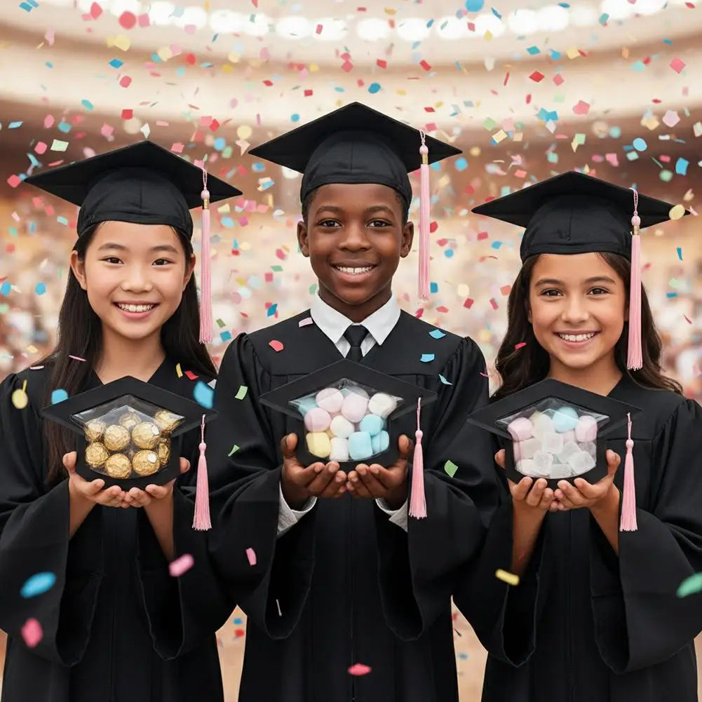 Graduation Cap Favor Boxes Candy DIY Graduate Decoration Box Ceremony Qme