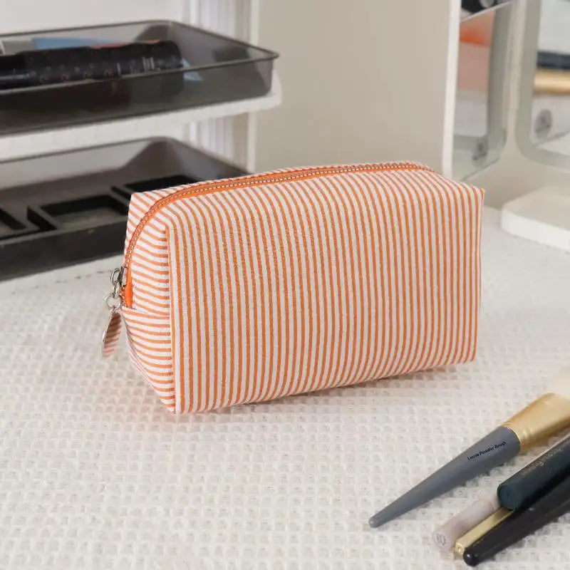 Toiletry Storage Pouch Fresh Simple Striped Cosmetic Bag Large Qme A9