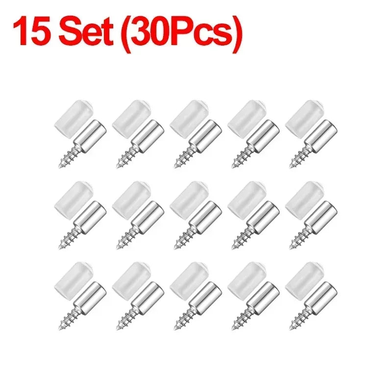 100/10PCS Self Tapping Screw Layer Plate Holder Wardrobe Septum Brackets Fixed Screw Shelf Support Pegs with Non-Slip Sleeve Qme 15Set (30PCS)