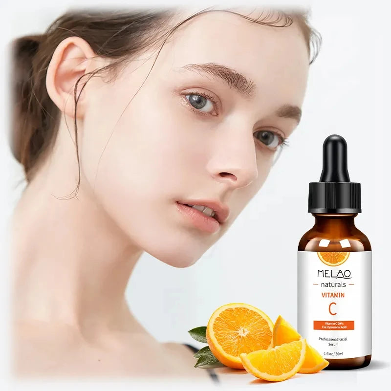 MELAO Vitamin C Serum with 20% Hyaluronic Acid & Vitamin E Anti Aging Anti Wrinkle Brightening Dark Spot Face Essence Qme
