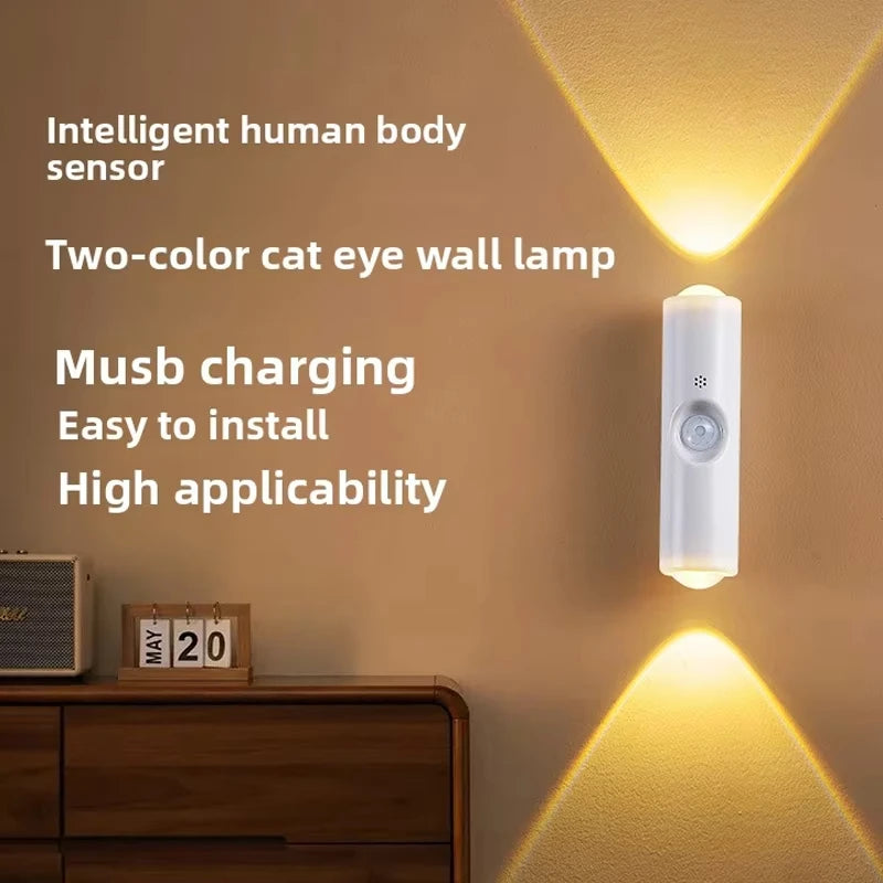 Smart RGB Double-head Wall Light Motion Sensor Magnetic Night Qme