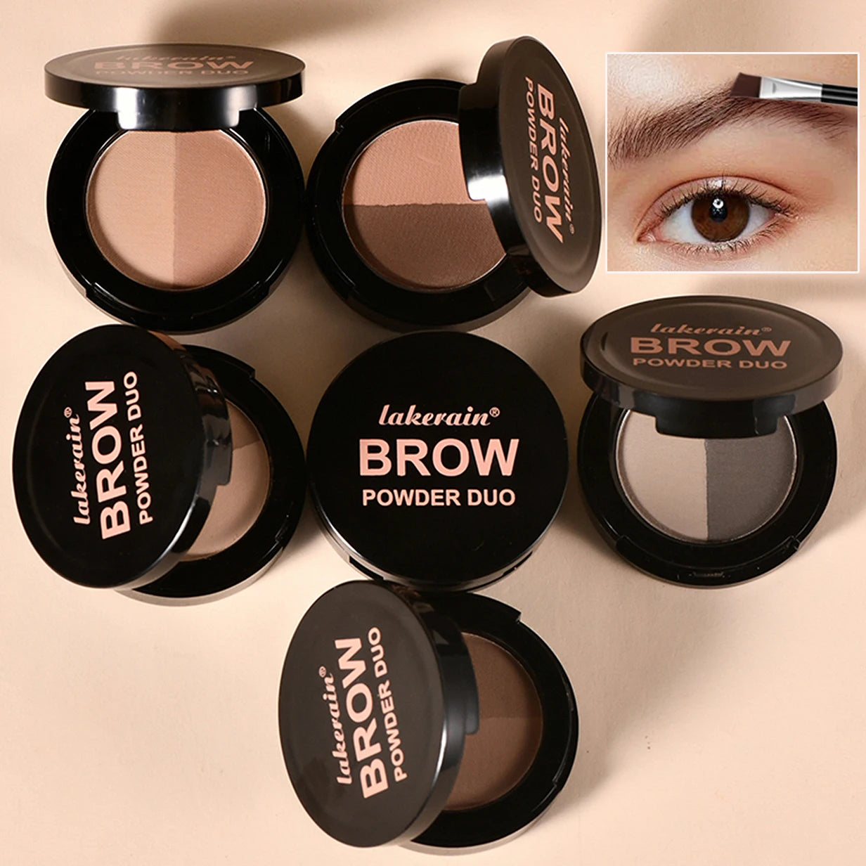 Dual-color Eyebrow Powder Ash Brown Contour Shadow Three-dimensional Eyebrow Shape Waterproof Natural Compact Powder Palette Qme