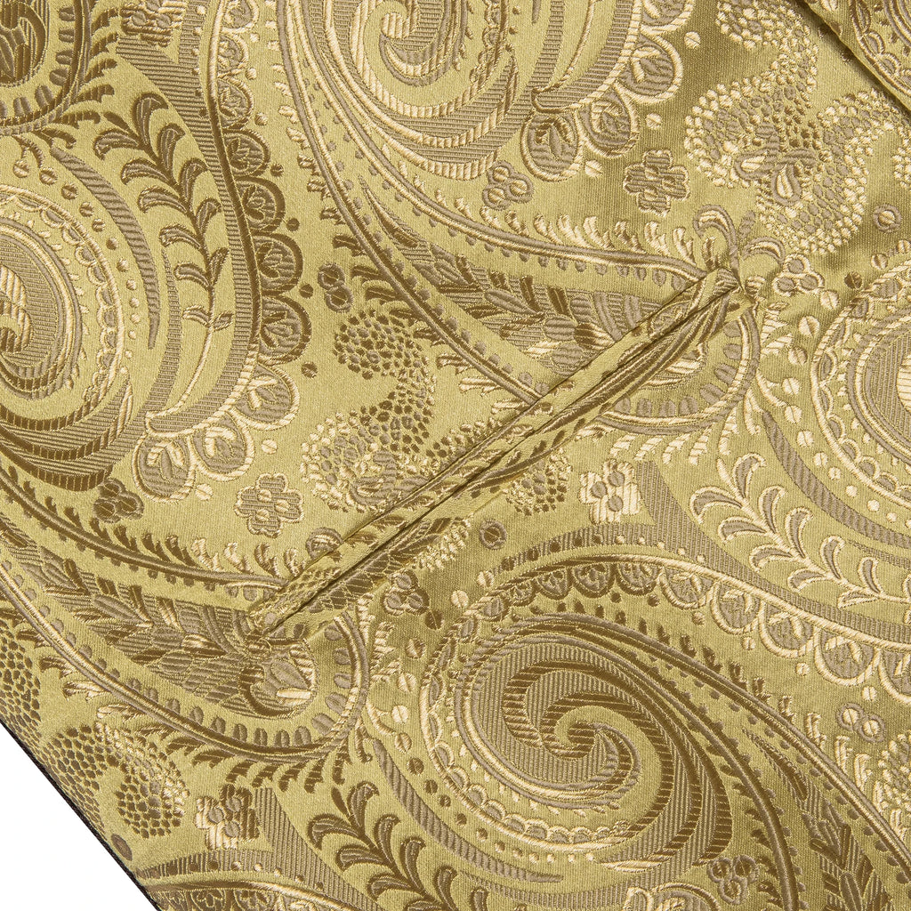 Mens Suit Golden Black Purple Orange Vest Tie Hanky Cufflinks Set Paisley Waistcoat for Male Wedding Busniess Qme