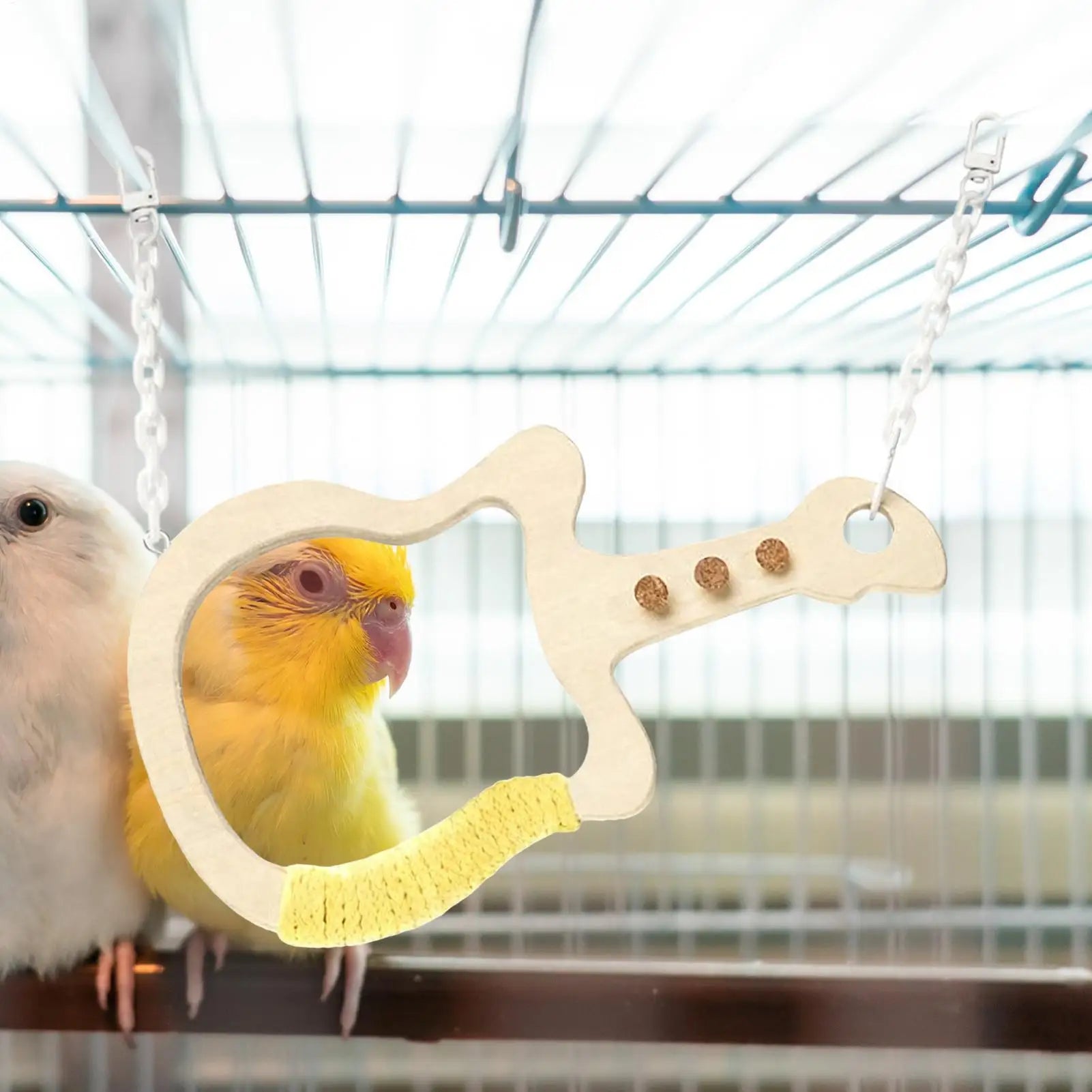 Parrot Perch Swing Parakeet Cage Accessories Natural Wood Perches Qme